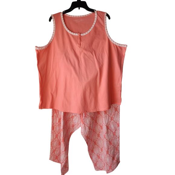 Carole Hochman Other - NWT Carole Hochman 2-Piece Pajama Set Coral Pink Base Intricate White Women 2X